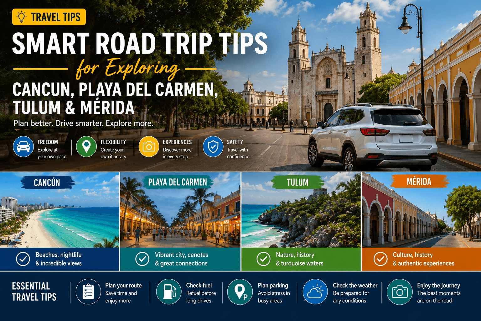 Smart Road Trip Tips for Exploring Cancun, Tulum, Playa del Carmen & Mérida