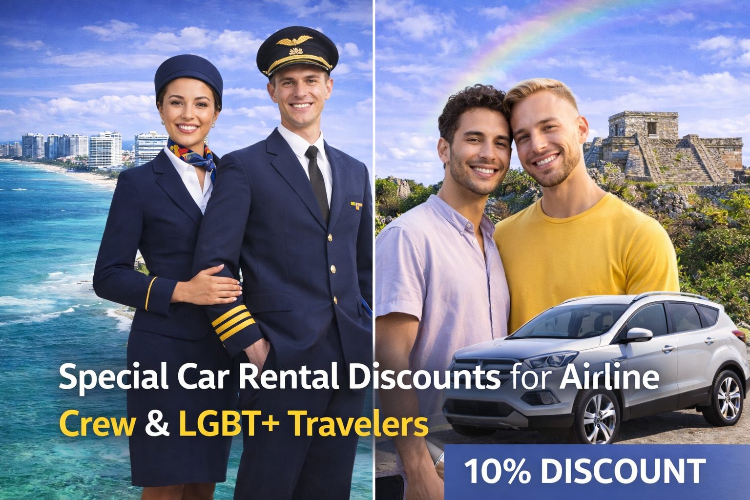 Special Car Rental Discounts for Airline Crew & LGBT+ Travelers in Mexico