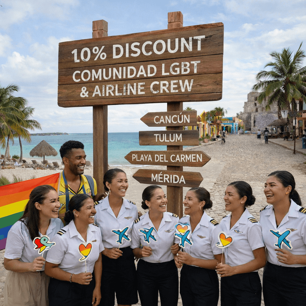 10% Discount Car Rental for LGBTQ+ & Airline Crew in Cancun, Playa del Carmen, Tulum and Mérida