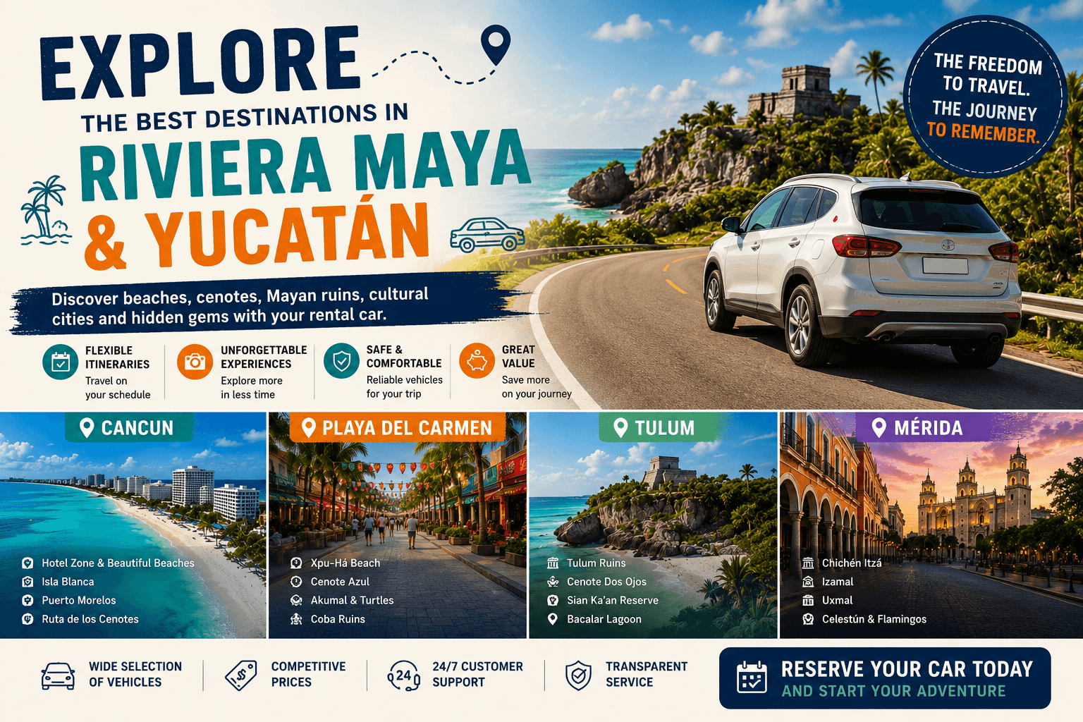 The Ultimate Road Trip Guide: Best Destinations to Explore from Cancun, Playa del Carmen, Tulum and Mérida