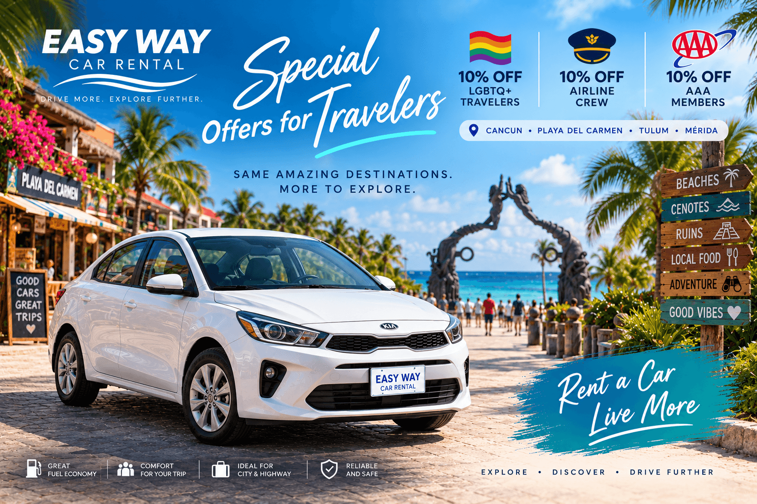 Exclusive Car Rental Offers in Mexico | Save 10% with Easy Way